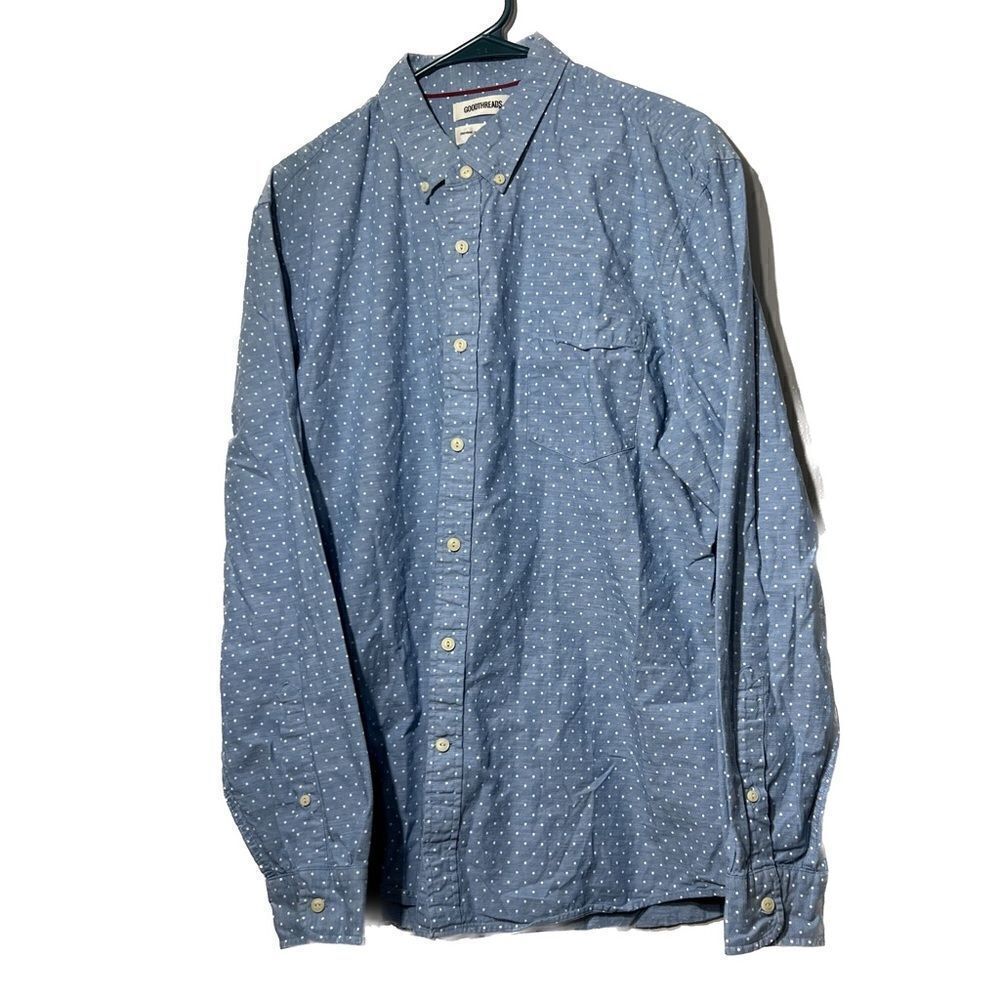 Goodthreads, Mens XL, long sleeve, button front, polkadot shirt‎